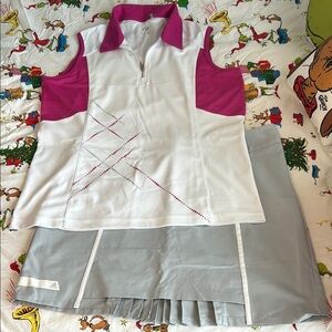 Adidas Pink and White Golf Outfit